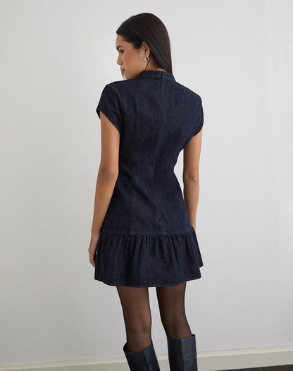 Manama Mini Dress in Chambray Indigo