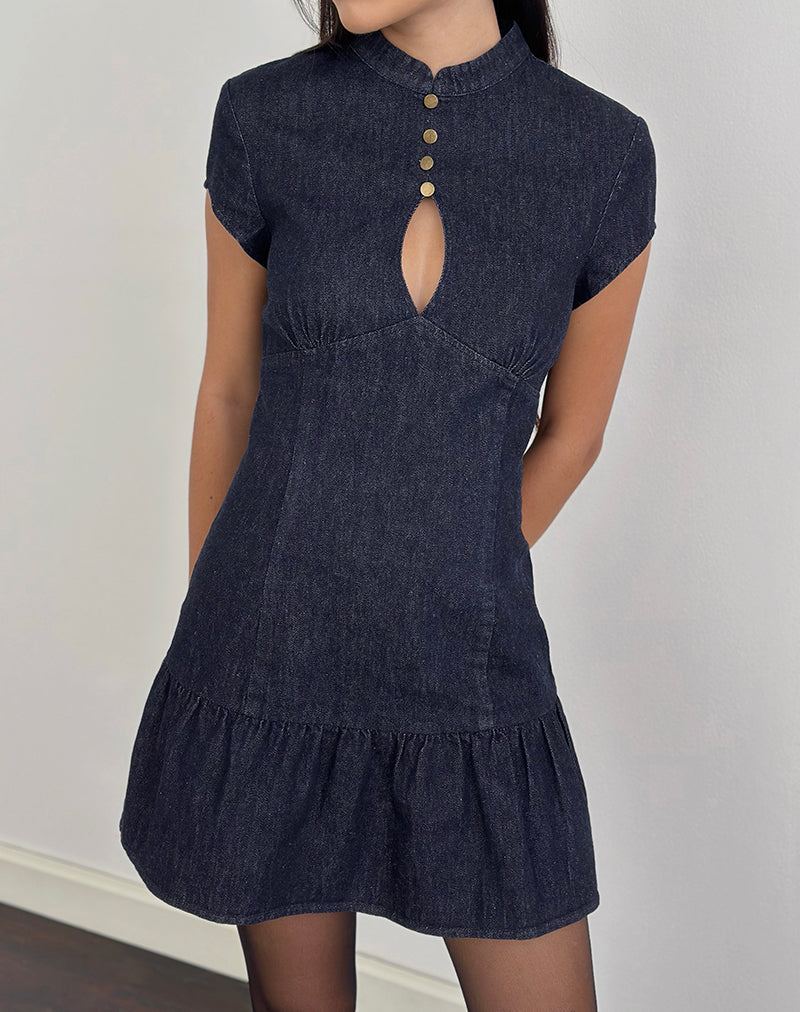 Manama Mini Dress in Chambray Indigo