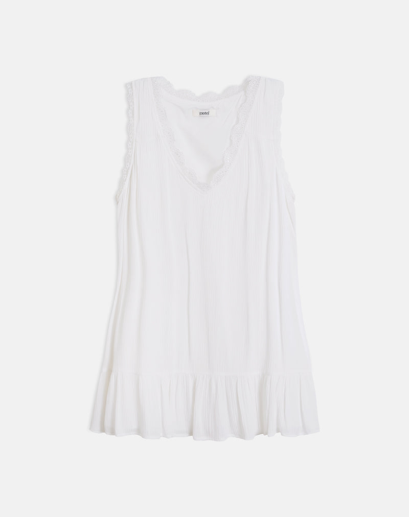 Manika Plunge Babydoll Mini Dress in Rayon White