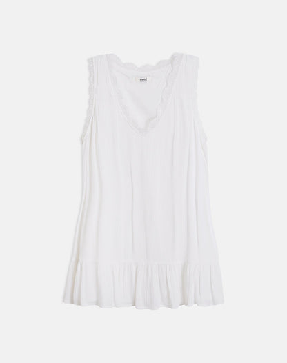 Manika Plunge Babydoll Mini Dress in Rayon White
