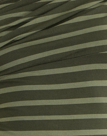 Mausari Mini Dress in Wide Stripe Green