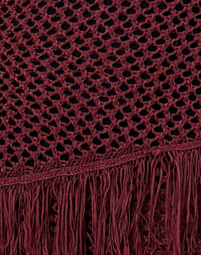 Meloka Asymmetric Fringe Mini Dress in Berry