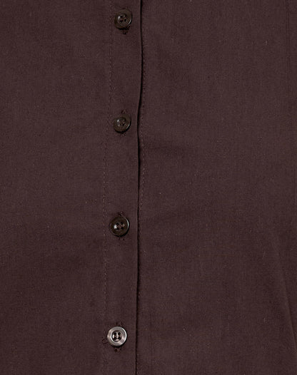 Mikena Collared Dress in Deep Mahogany