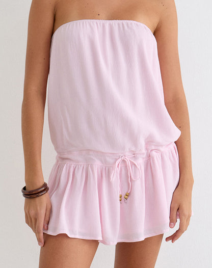 Moka Mini Dress in Crinkle Light Pink