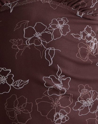 Motarika Mini Dress in Doodle Flower Flock Brown