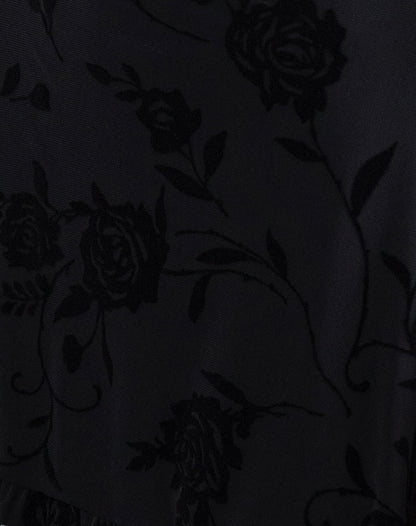 Motya Halterneck Mini Dress in Floral Rose Flocked Black