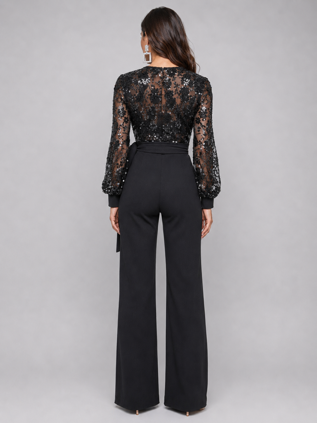 Eve Sequin Jumpsuit - Black