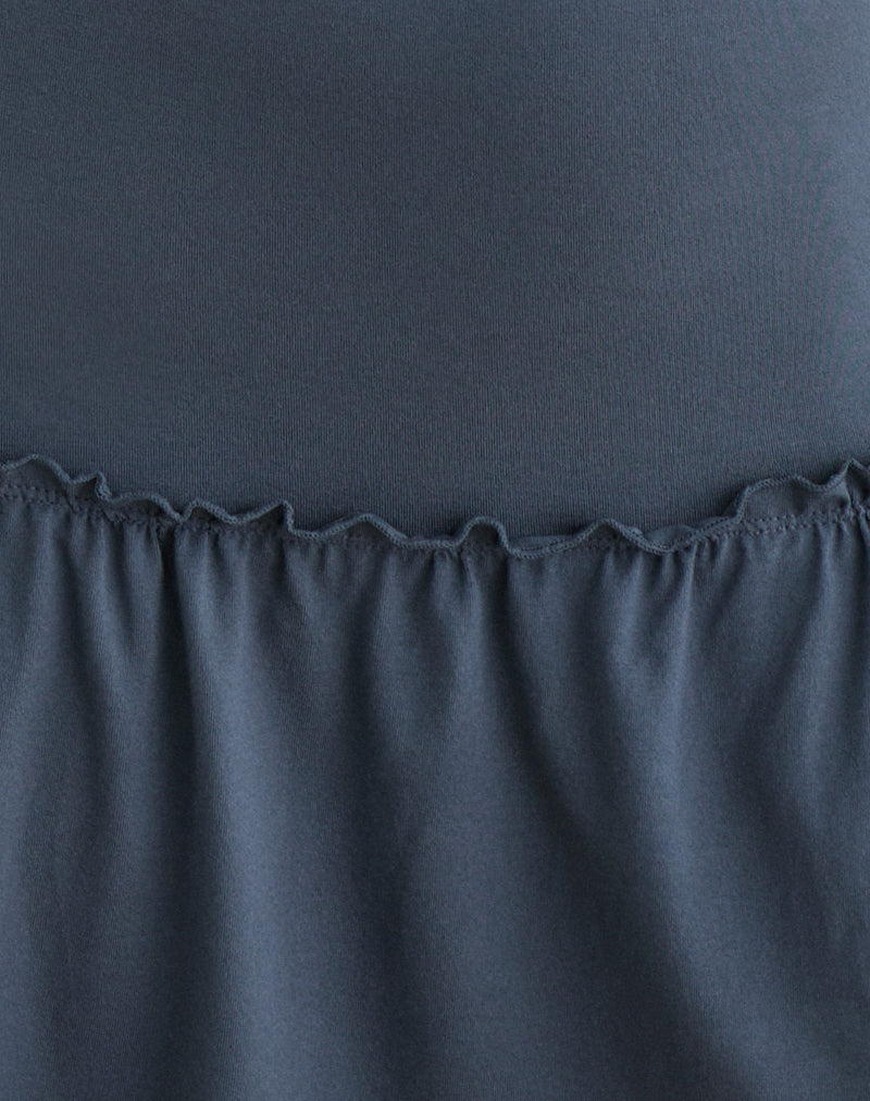 Nilima Cowl Neck Mini Dress in Rayon Jersey Ocean Storm