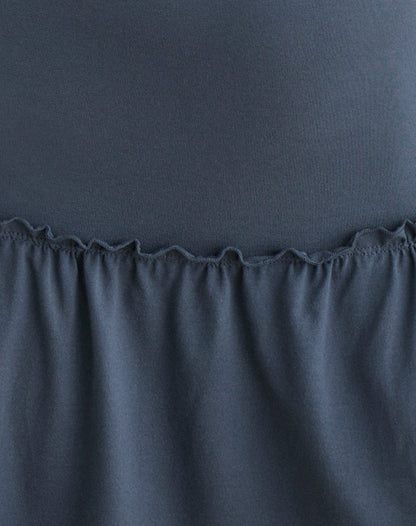 Nilima Cowl Neck Mini Dress in Rayon Jersey Ocean Storm