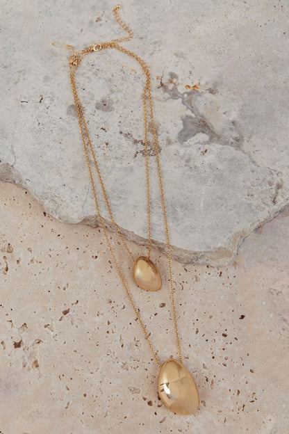 Moonlight Double Chain Pendant Necklace Gold