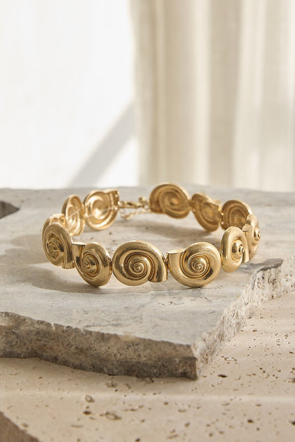 Serenova Spiral Shell Collar Necklace Gold