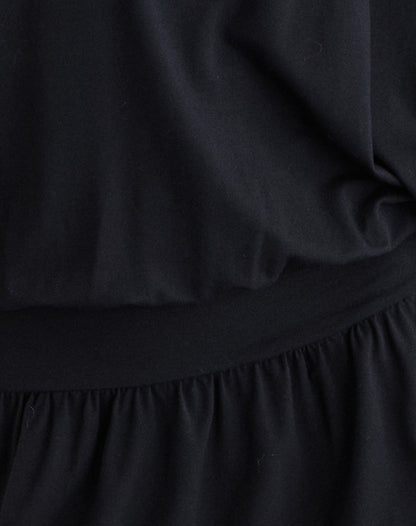 Osiri Batwing Plunge Mini Dress in Jersey Black