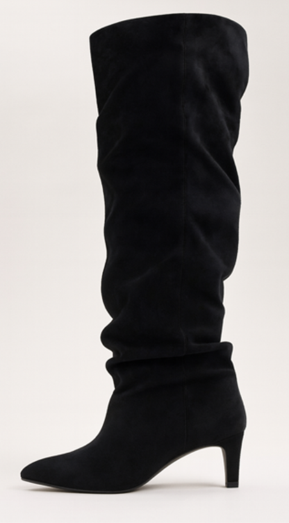Sovana Suede Ruched Boots - Black