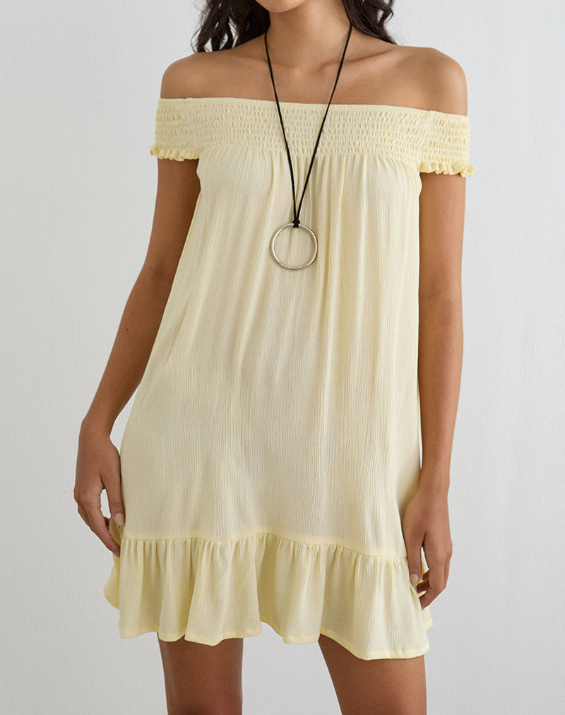 Panasi Mini Dress in Crinkle Butter Yellow