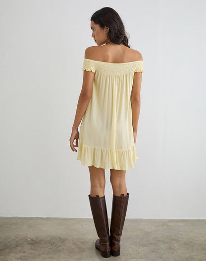 Panasi Mini Dress in Crinkle Butter Yellow