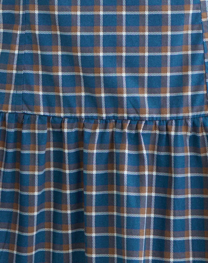 Panja Mini Halter Neck Dress in Medium Tartan Blue