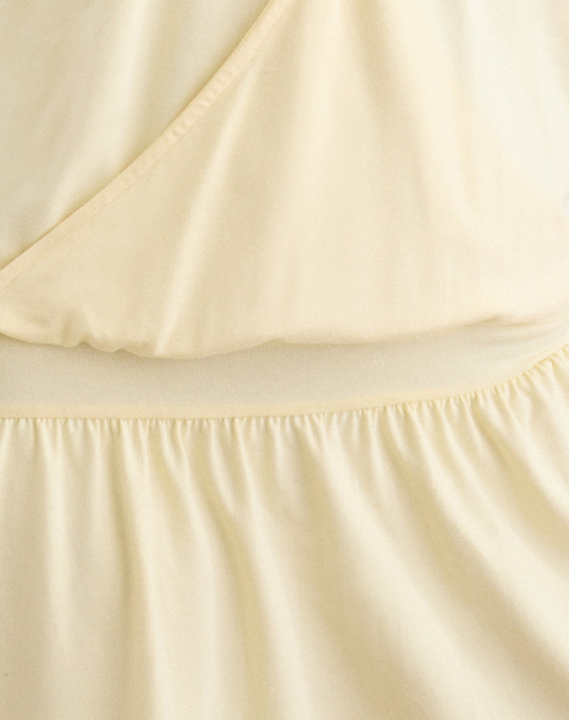 Pippa Plunge Wrap Mini Dress in Lemon