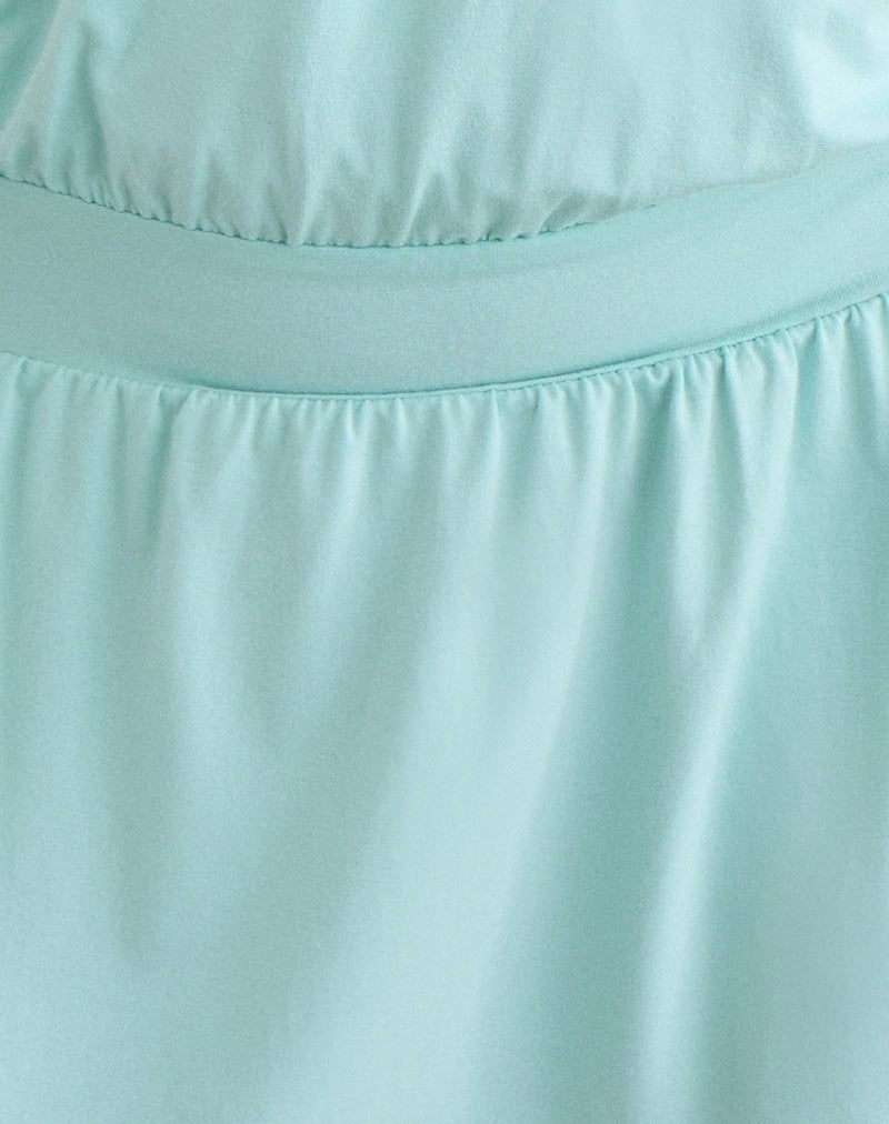 Pippa Plunge Wrap Mini Dress in Jersey Aqua