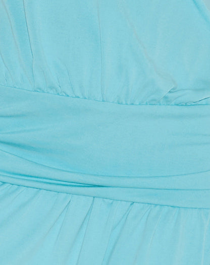 Ramira Drop Waist Mini Dress in Cupro Aqua