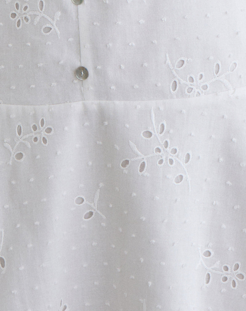 Raspati Mini Dress in Broderie White