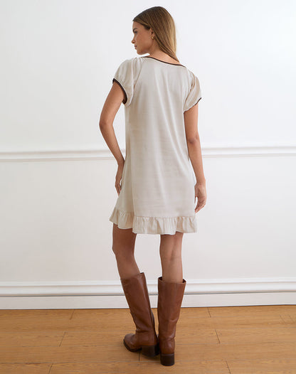 Rinari Mini Dress in Satin Champagne