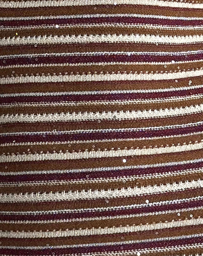 Rosbina Bandeau Mini Dress in Shimmer Stripe Knit Rust