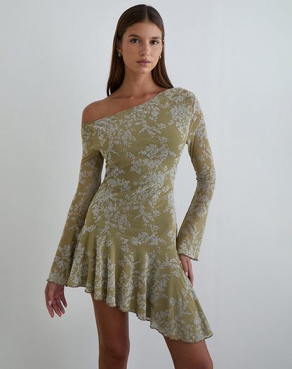 Ruhato Mini Dress in Moss Petal Olive