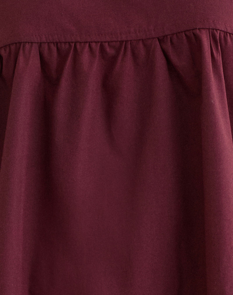 Sanaly Mini Dress in Poplin Maroon