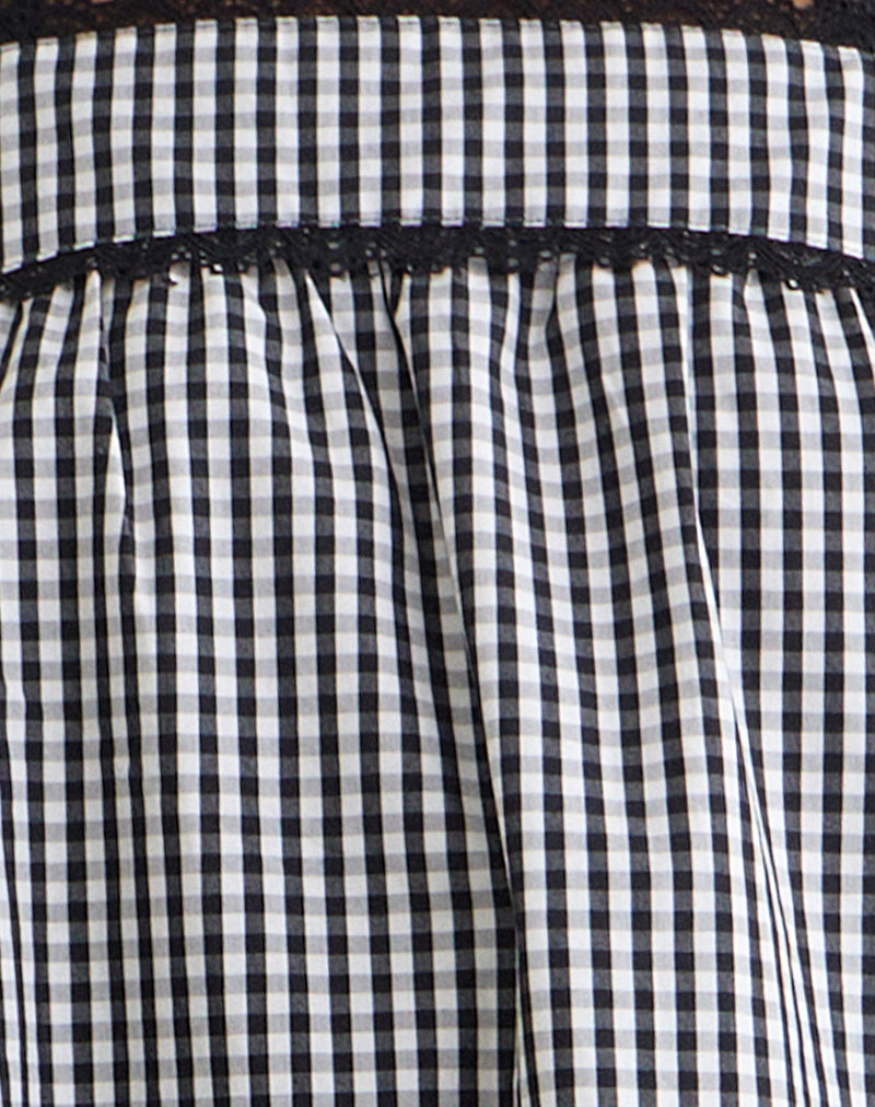 Sandat Smock Mini Dress in Mini Gingham Grey