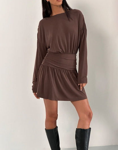 Sanuli Mini Dress In Bitter Chocolate
