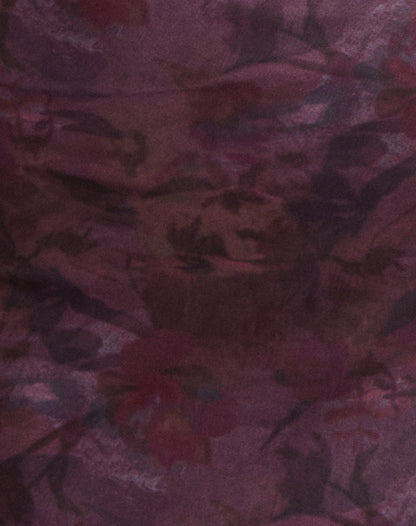 Sevila Long Sleeve Mini Dress in Mesh Blurry Floral Burgundy