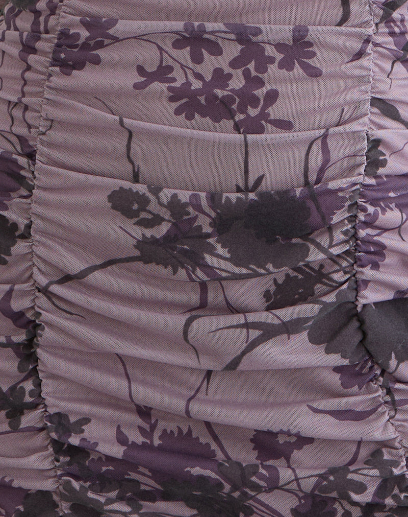 Sezuko Dress in Flock Shadow Flower Purple