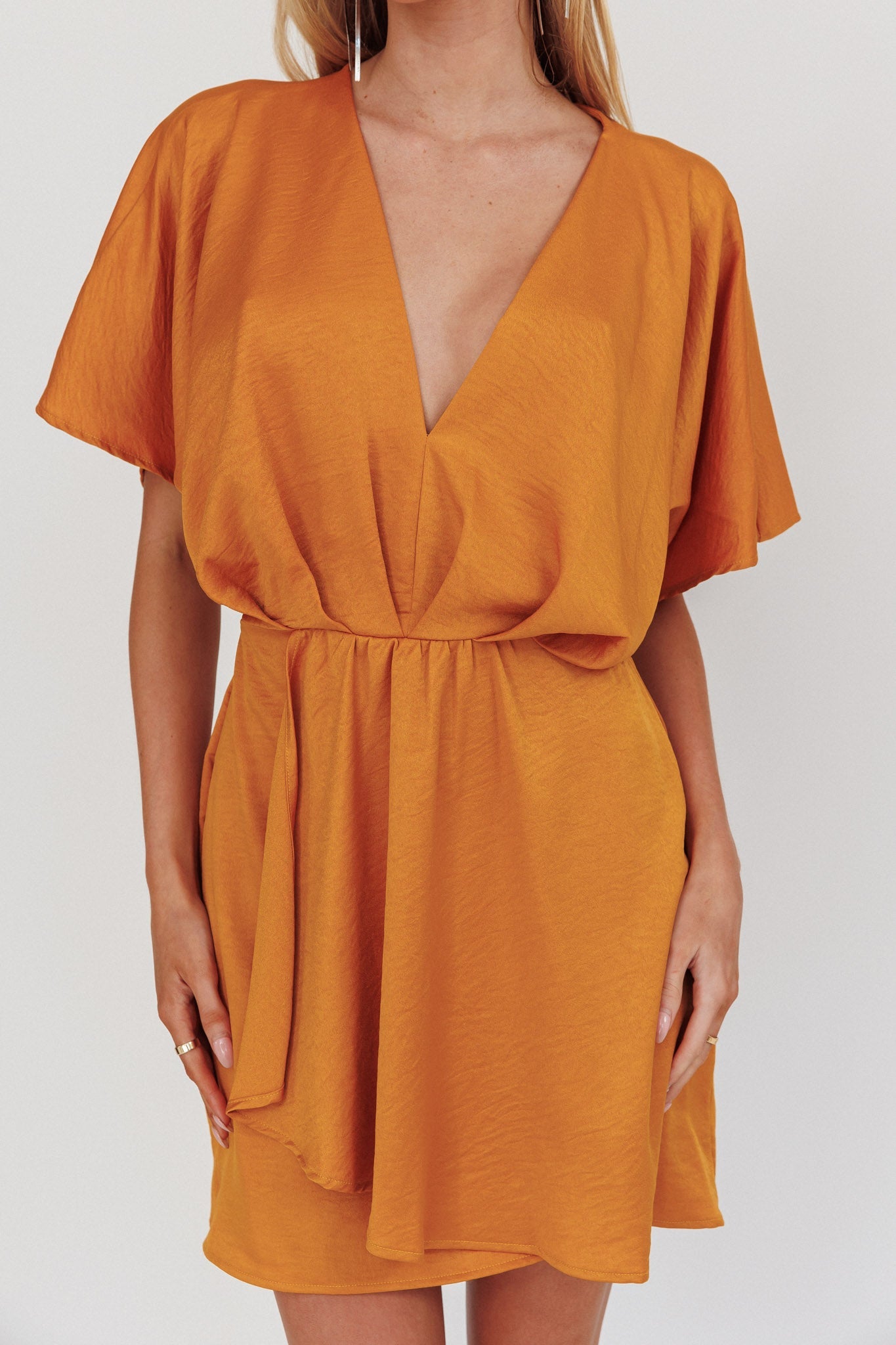 Lunisolar Flutter Sleeve Mini Dress Mustard