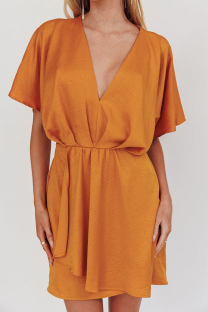 Lunisolar Flutter Sleeve Mini Dress Mustard