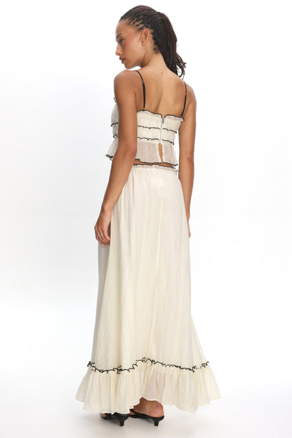 Maidens Tie Detail Overlock Maxi Skirt Cream
