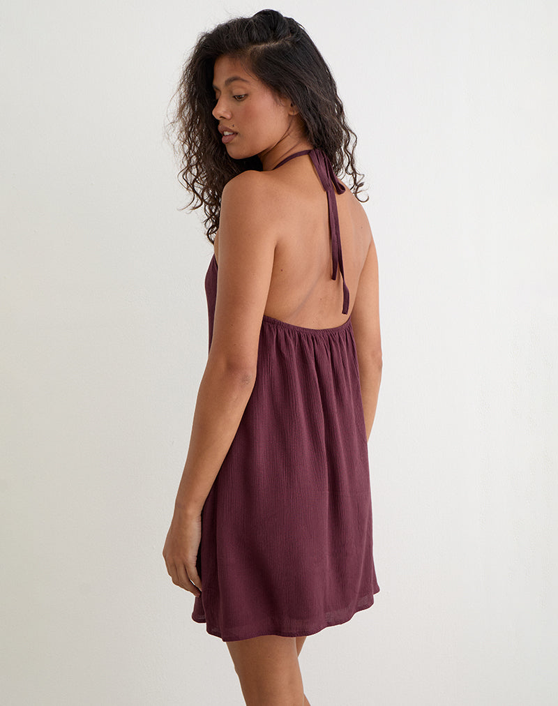 Sonnet Mini Dress in Crinkle Plum
