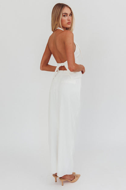 Tammi Faux Pocket Maxi Skirt Off White