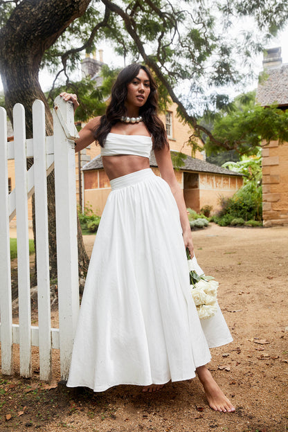 Love Songs Tied Back Maxi Skirt White