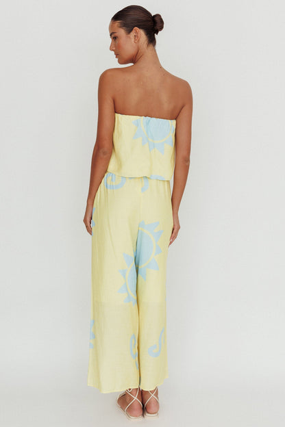 Nectar Sun Print Wide Leg Pants Yellow