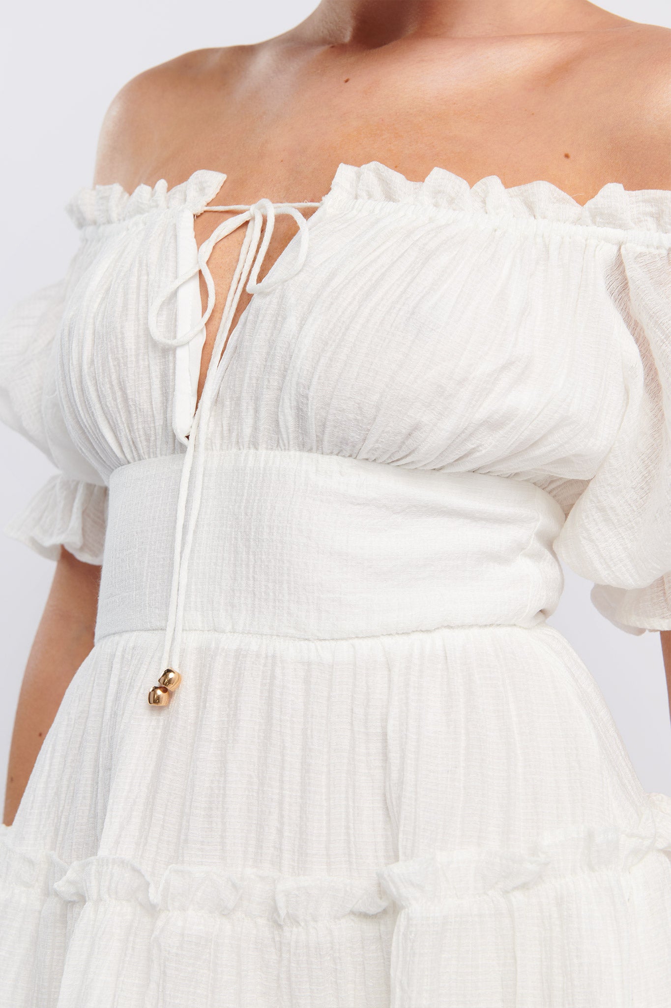 Everley Puff Sleeve Mini Dress White