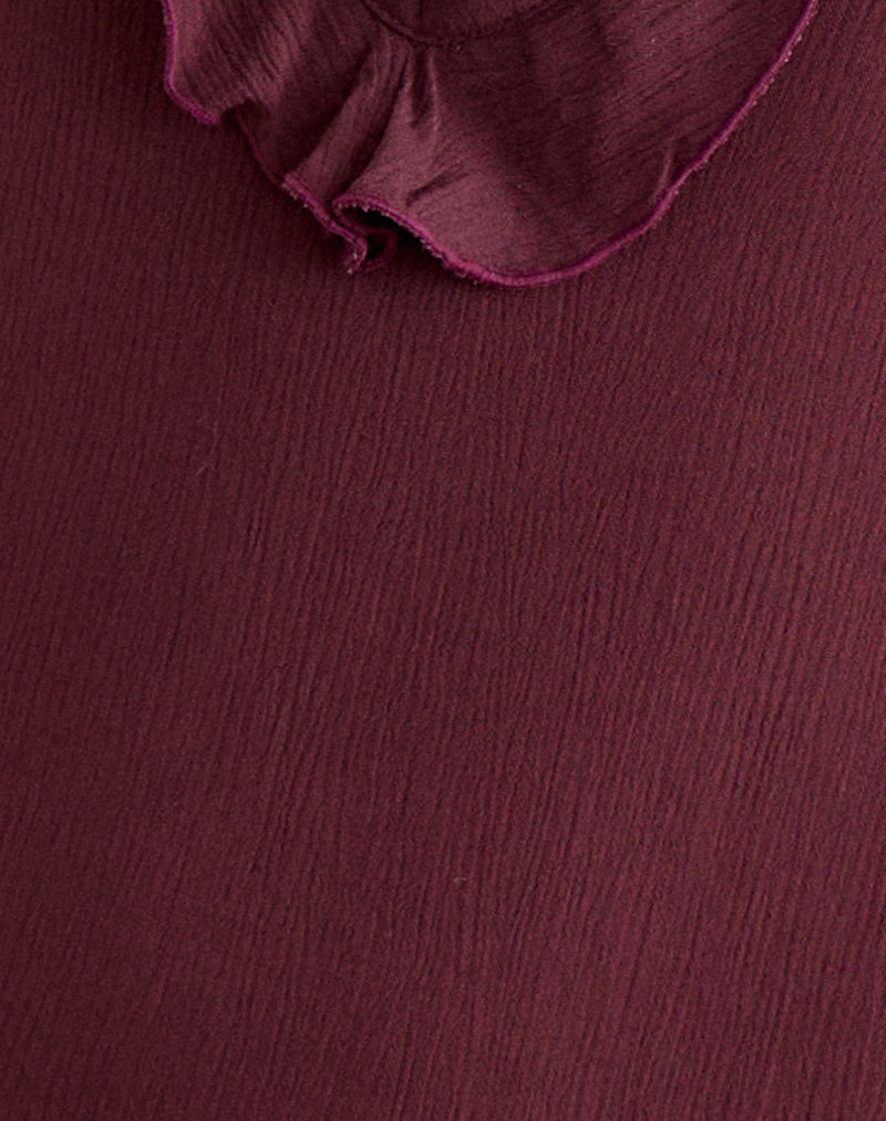 Swade Plunge Mini Dress in Crinkle Plum