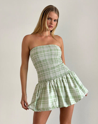 Tilikum Mini Dress in Table Cloth Neo Mint