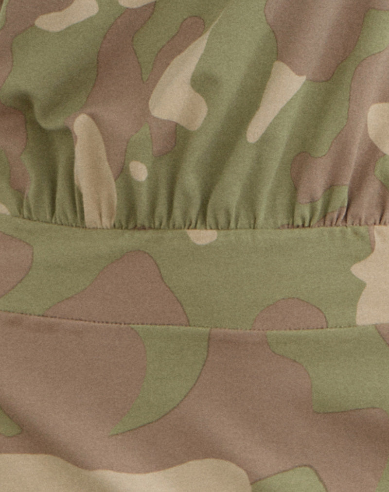 Vaklina Mini Dress in Blurry Camo Khaki