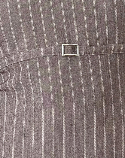 Vellura Halterneck Mini Dress in Taupe Pinstripe