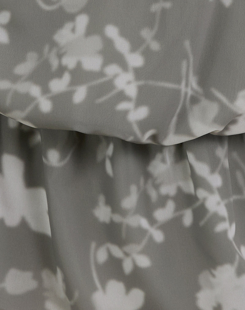 Veloria Halterneck Mini Dress in Blurred Floral Grey