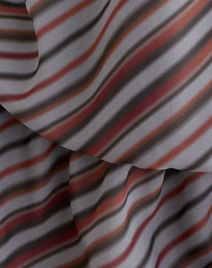 Veloria Halterneck Mini Dress in Chiffon Grey and Maroon Diagonal Stripe