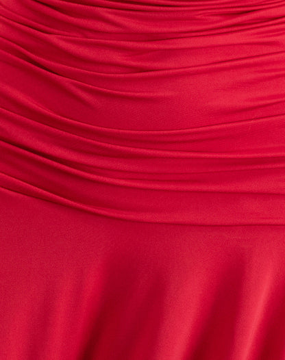 Yasmin Bandeau Mini Dress in Slinky Red