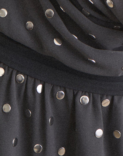 Yukina Mini Dress in Studded Chiffon Dark Grey