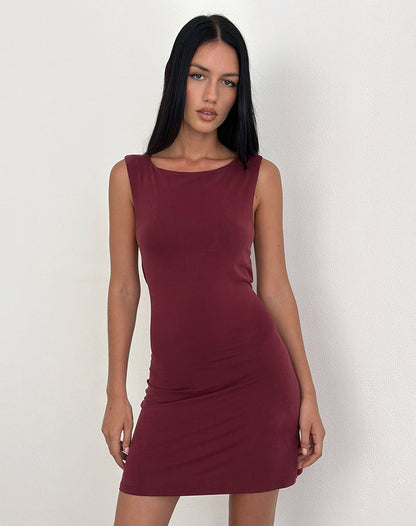 Yuzuki Mini Dress in Cupro Burgundy
