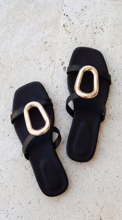 Atlas Flat Sandals - Black